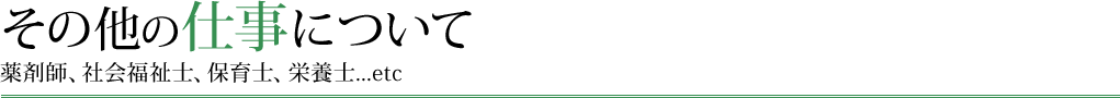 その他の仕事について 薬剤師、社会福祉士、保育士、栄養士...etc